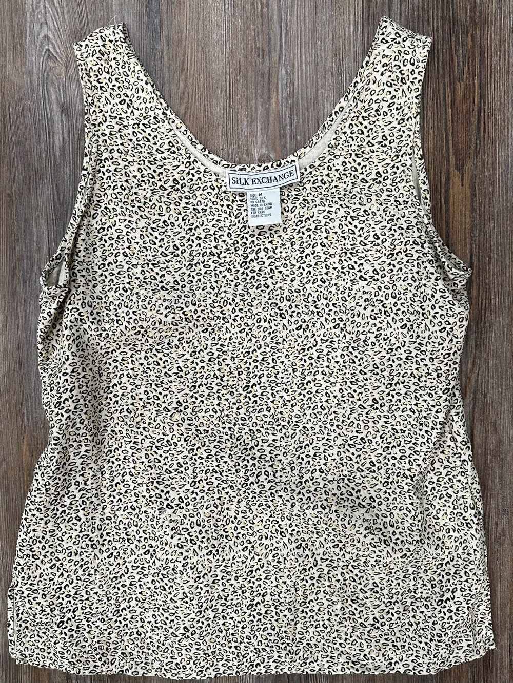 Silk Exchange 100% Silk Chic Leopard Print Oversized Sleeveless Top Women’s Med
